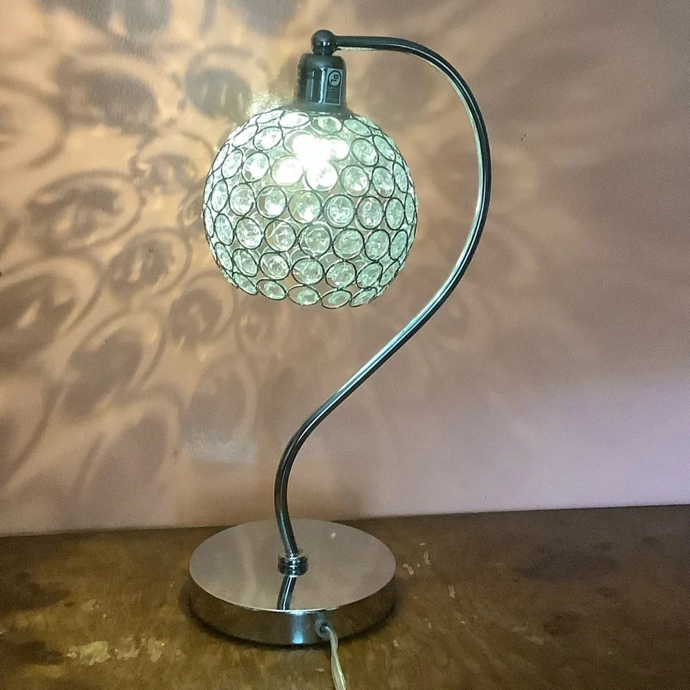 Crystal Globe Table Lamp - Silver 16”